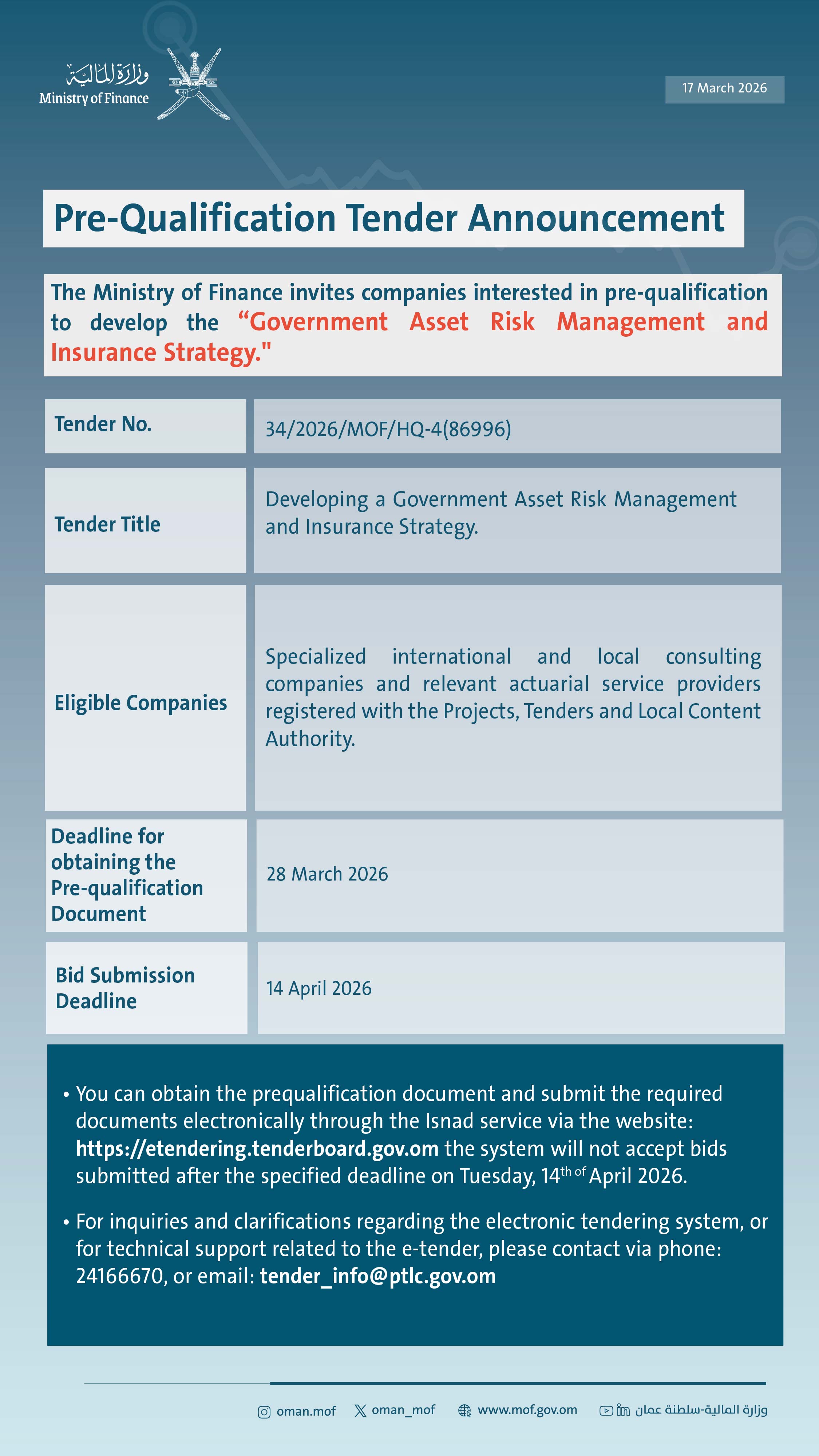 Pre-Qualification Tender Announcement